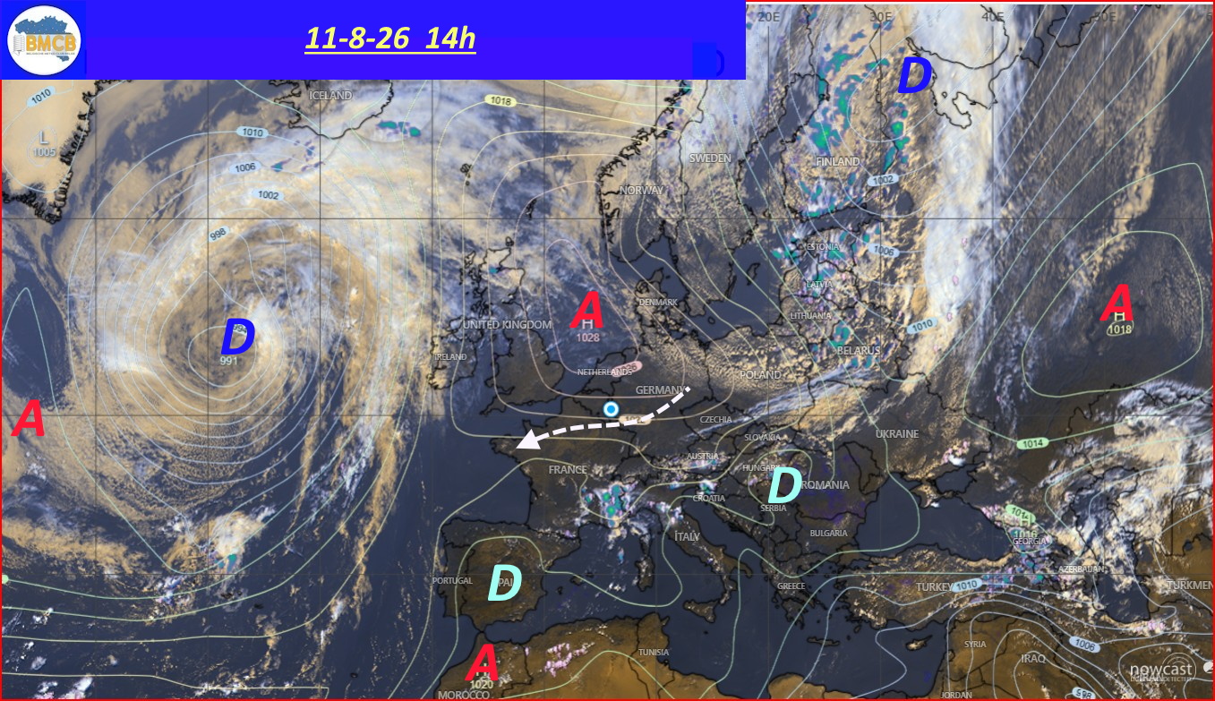 Photo satellite de ce jour (11h) - Sateliet foto van de dag (11u)