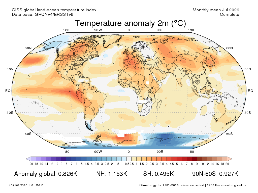 Mean Global Anomaly: +0.83°C