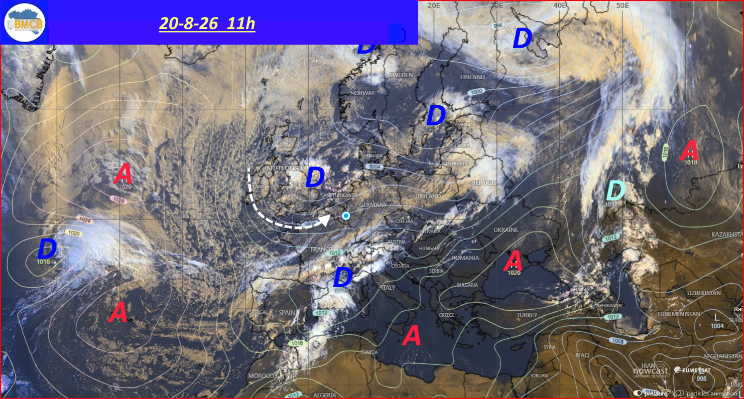 Photo satellite de ce jour (11h) - Sateliet foto van de dag (11u)
