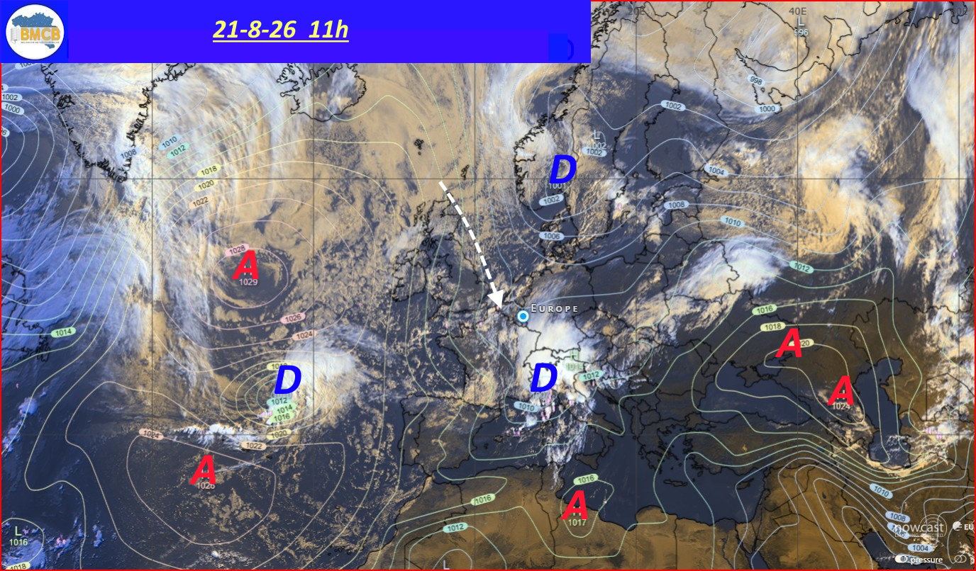 Photo satellite de ce jour (11h) - Sateliet foto van de dag (11u)