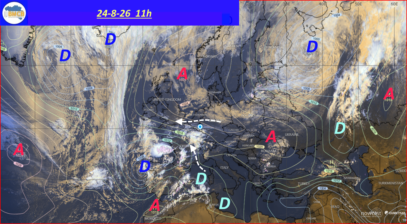 Photo satellite de ce jour (11h) - Sateliet foto van de dag (11u)