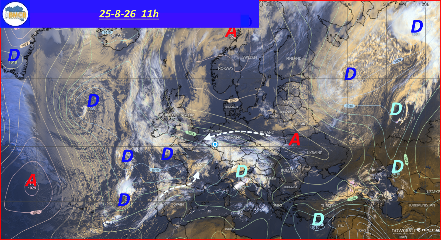 Photo satellite de ce jour (11h) - Sateliet foto van de dag (11u)
