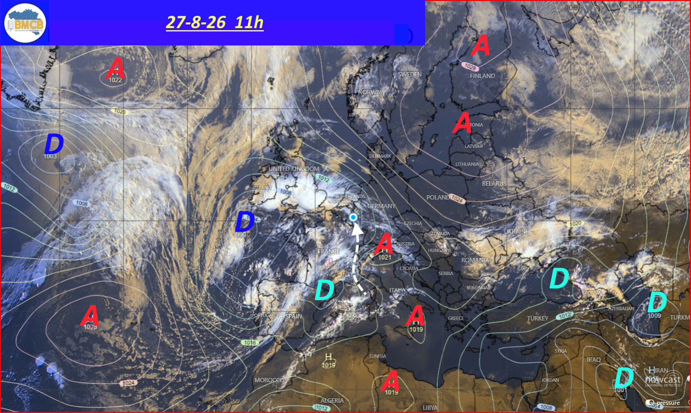 Photo satellite de ce jour (11h) - Sateliet foto van de dag (11u)