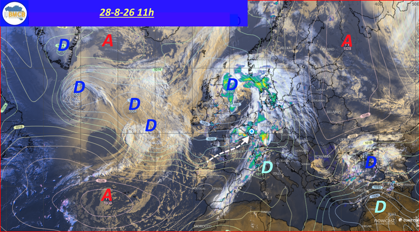 Photo satellite de ce jour (11h) - Sateliet foto van de dag (11u)