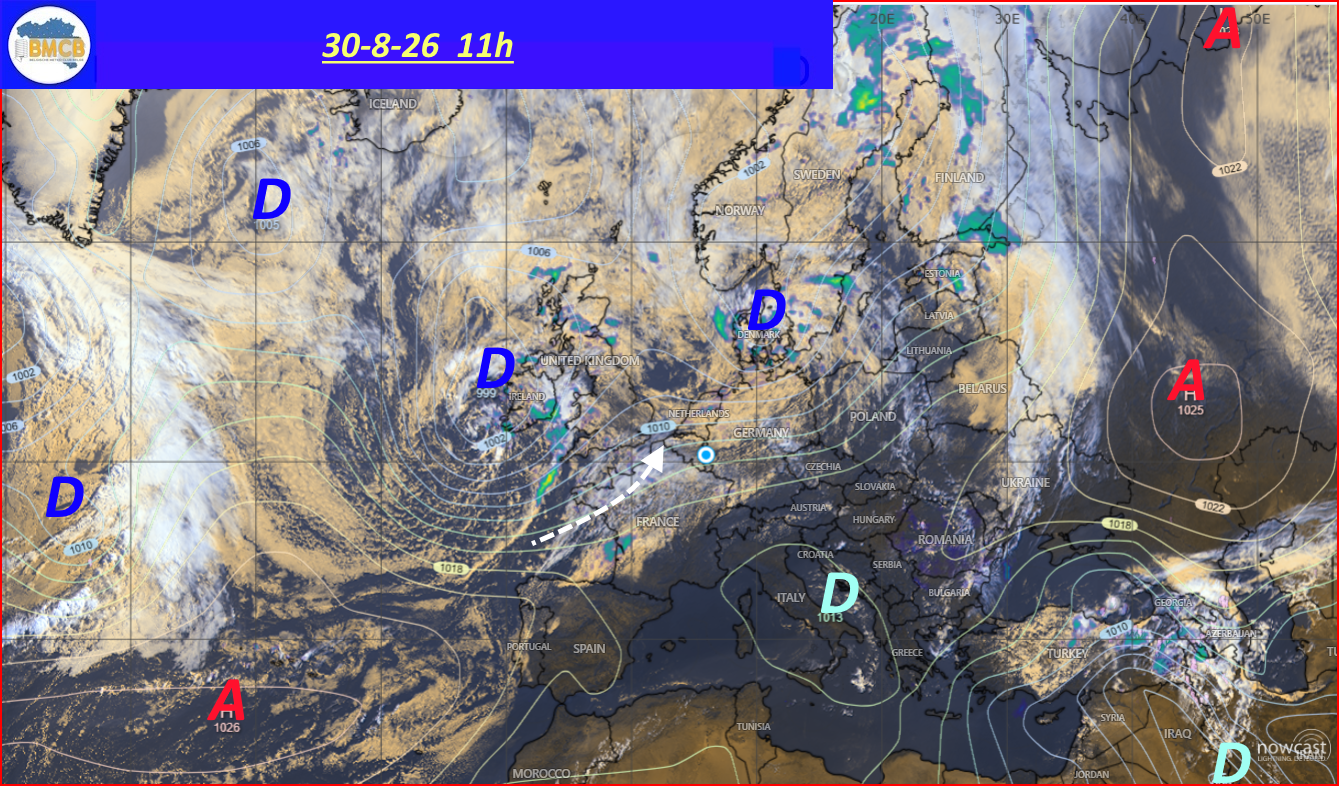 Photo satellite de ce jour (11h) - Sateliet foto van de dag (11u)