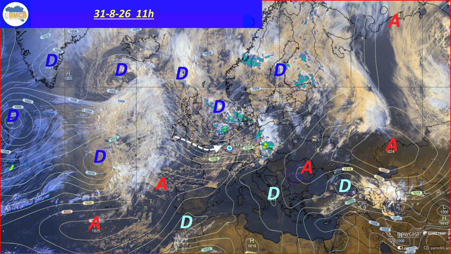 Photo satellite de ce jour (11h) - Sateliet foto van de dag (11u)